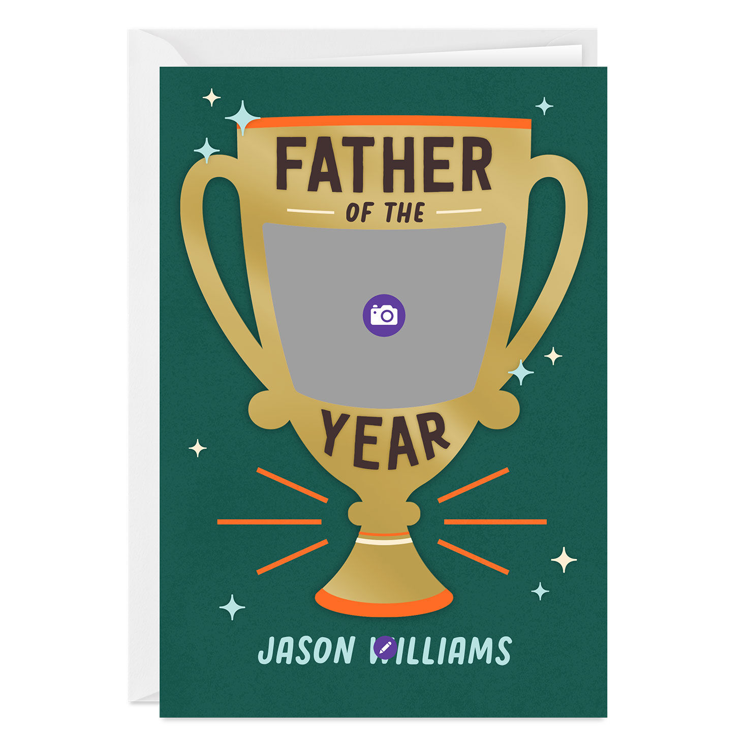 Trophy Chalice Personalized Father's Day Card Card Front indicating personalization image number 3