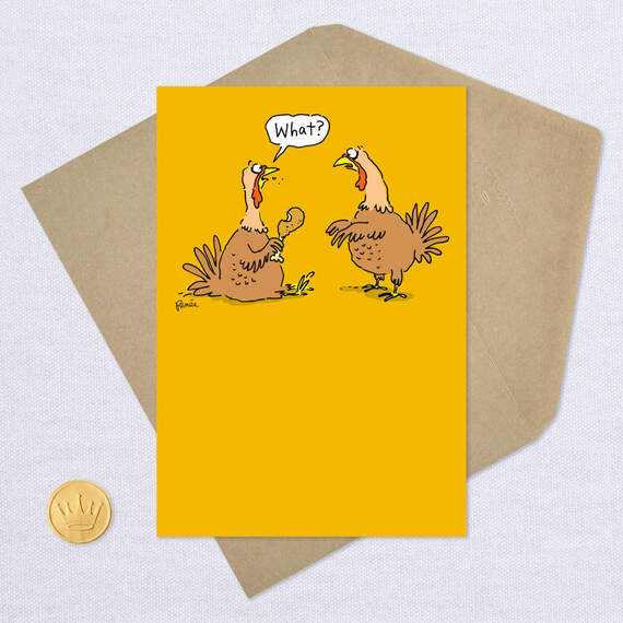 Two Turkeys Surprise Funny Thanksgiving Card, , large image number 5