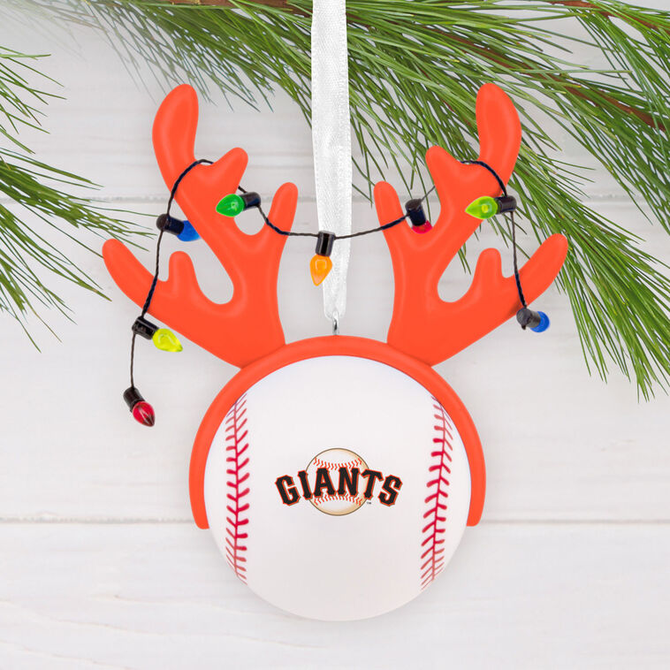 Giants Reindeer Baseball Christmas Ornament hanging on tree image number 2