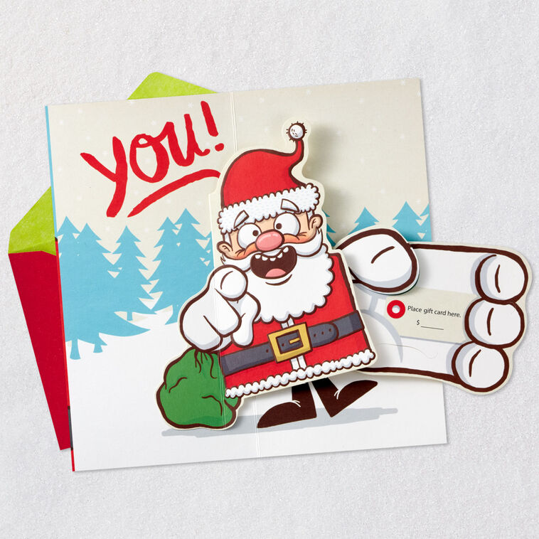 Santa Funny Pop-Up Money Holder Christmas Card Open card with envelope image number 2