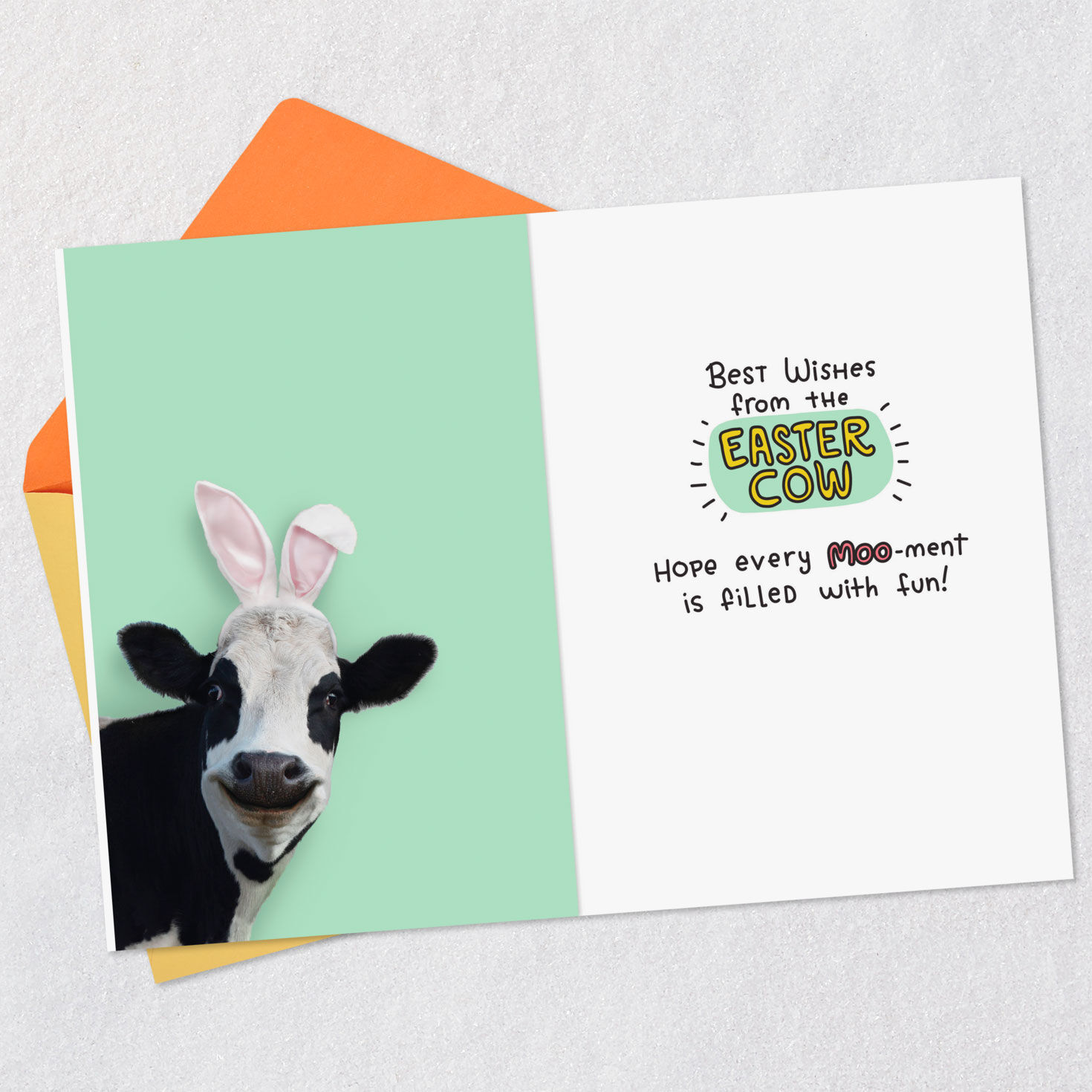 Best Wishes From the Easter Cow Funny Easter Card for Kids, , large image number 3