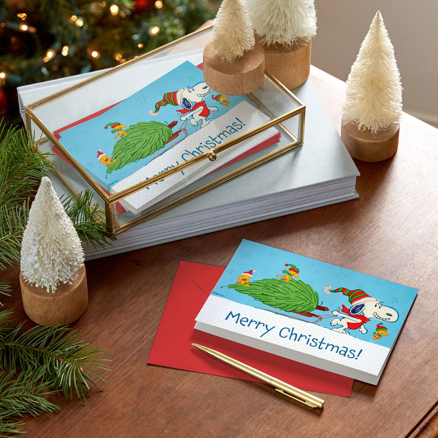 Peanuts® Snoopy Hauling the Tree Boxed Christmas Cards, Pack of 16 for only USD 15.49 | Hallmark