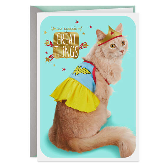 DC Comics™ Wonder Woman™ Kitty in Costume Get Well Card, , large image number 1