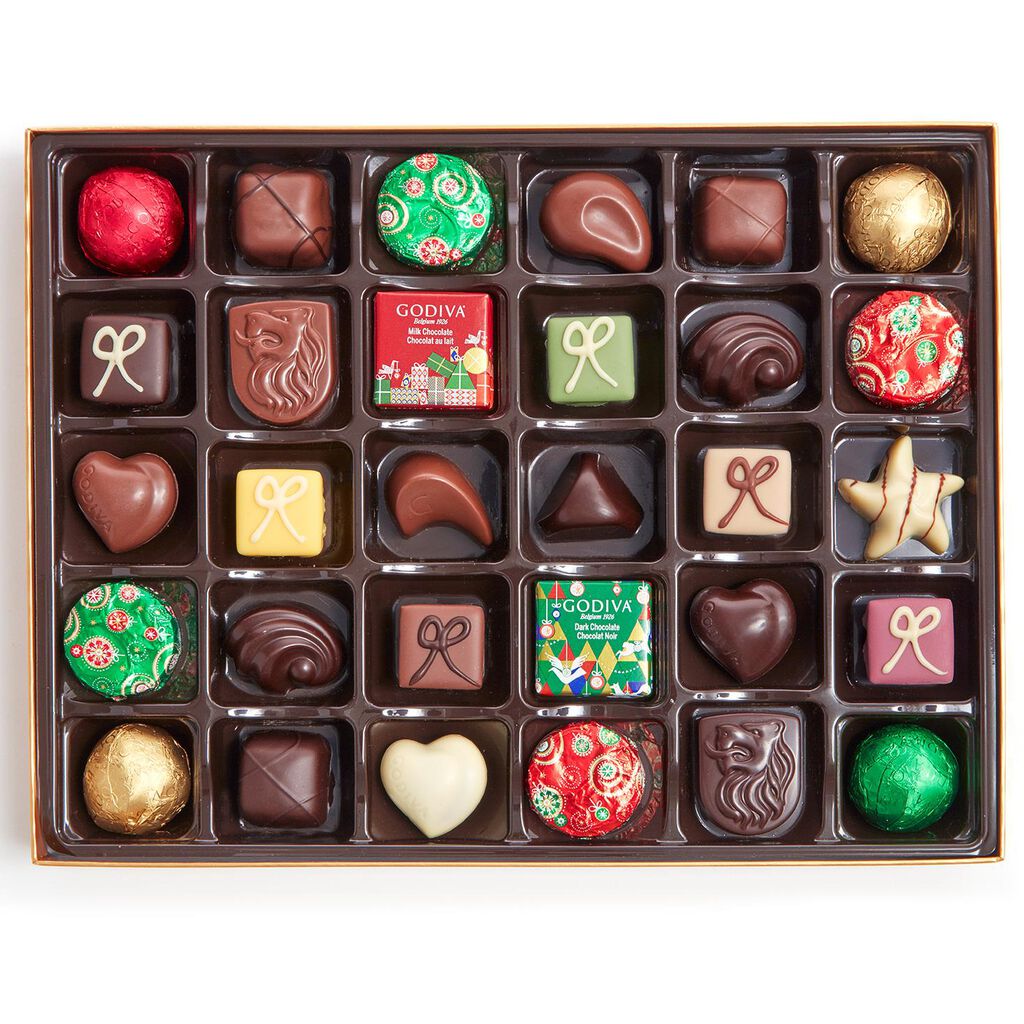 Godiva Chocolatier Assorted Chocolates Christmas Gift Box, 32 Pieces