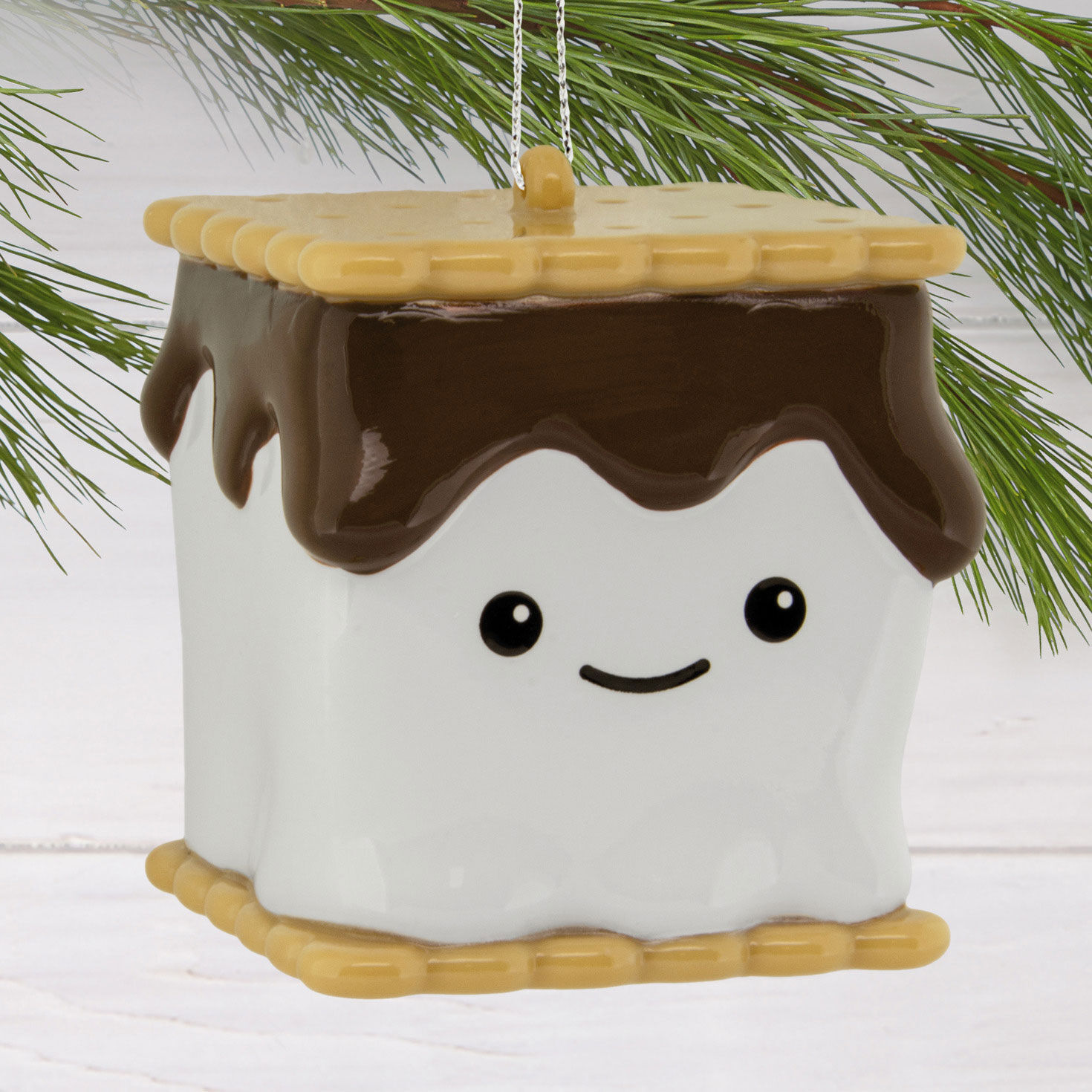Smiling S'more Christmas Ornament hanging on tree image number 2