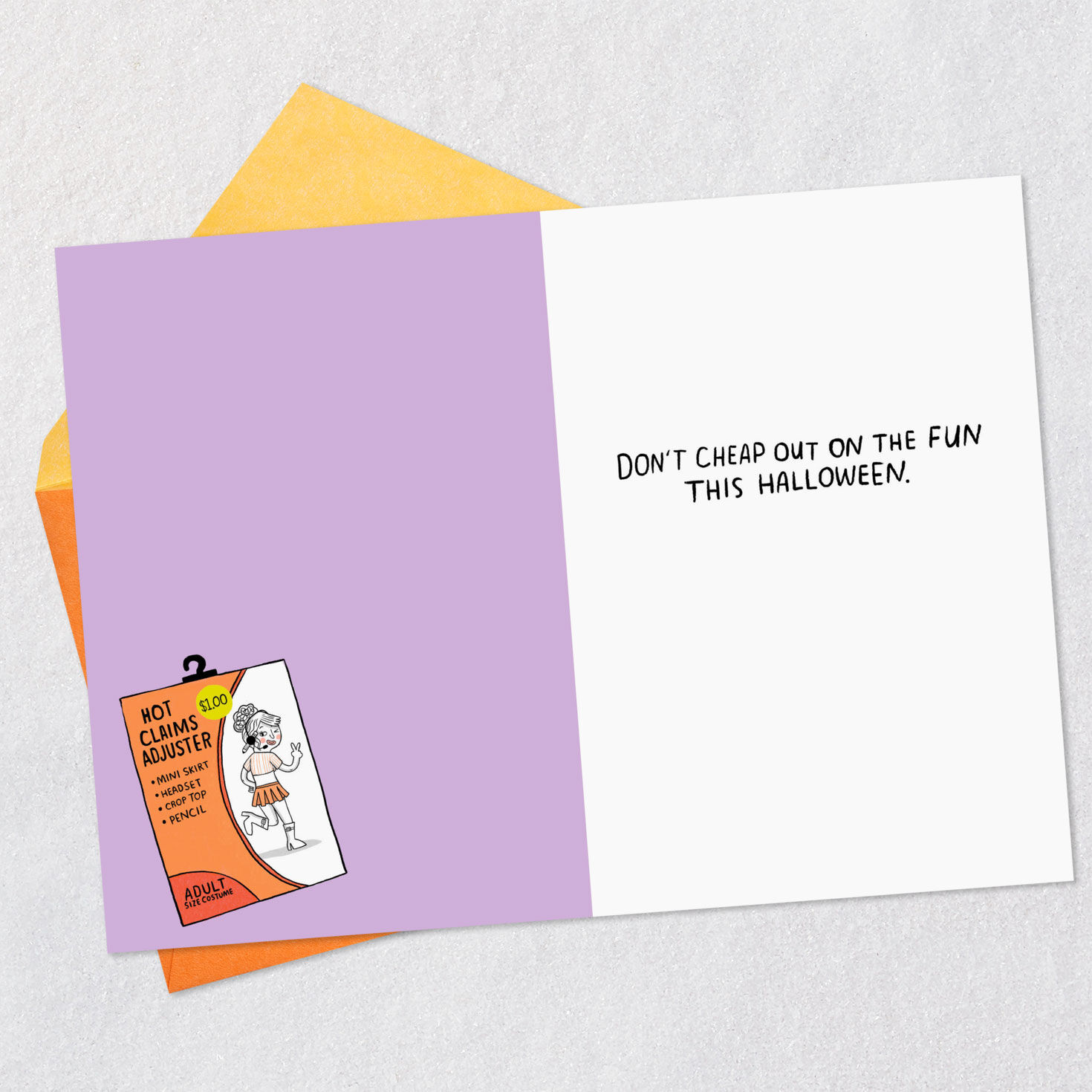 Sexy Costumes Funny Shoebox Halloween Card Open card with envelope image number 3