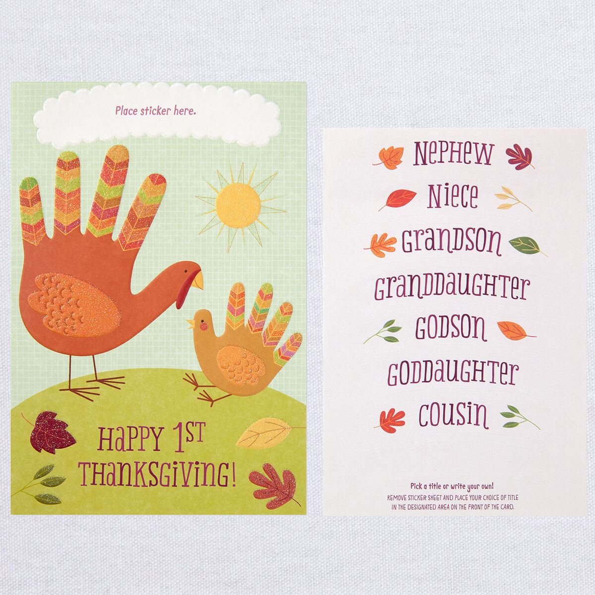 Customizable Baby's First Thanksgiving Card With Relative Stickers