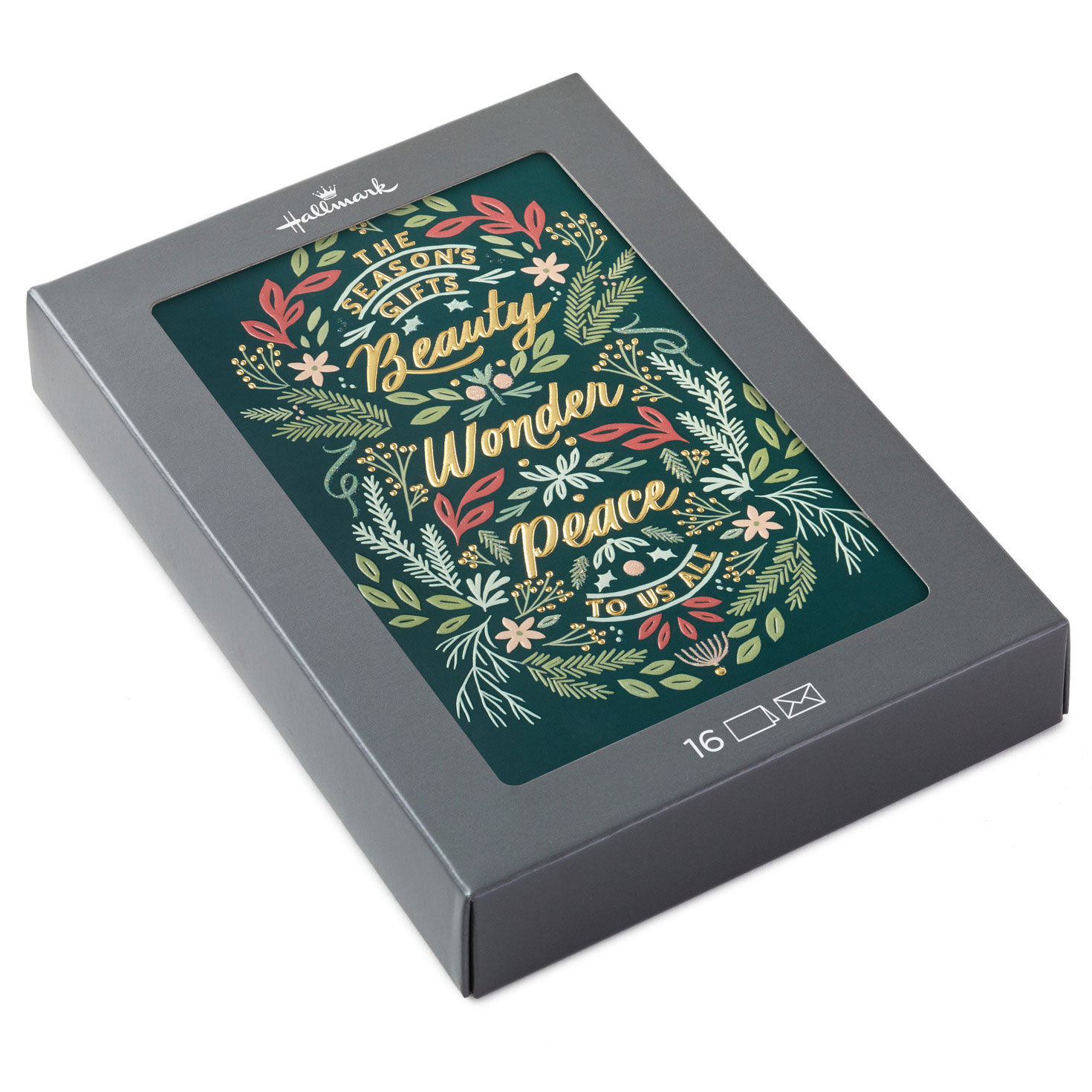 The Season's Gifts Lettering on Green Boxed Christmas Cards, Pack of 16 for only USD 17.49 | Hallmark