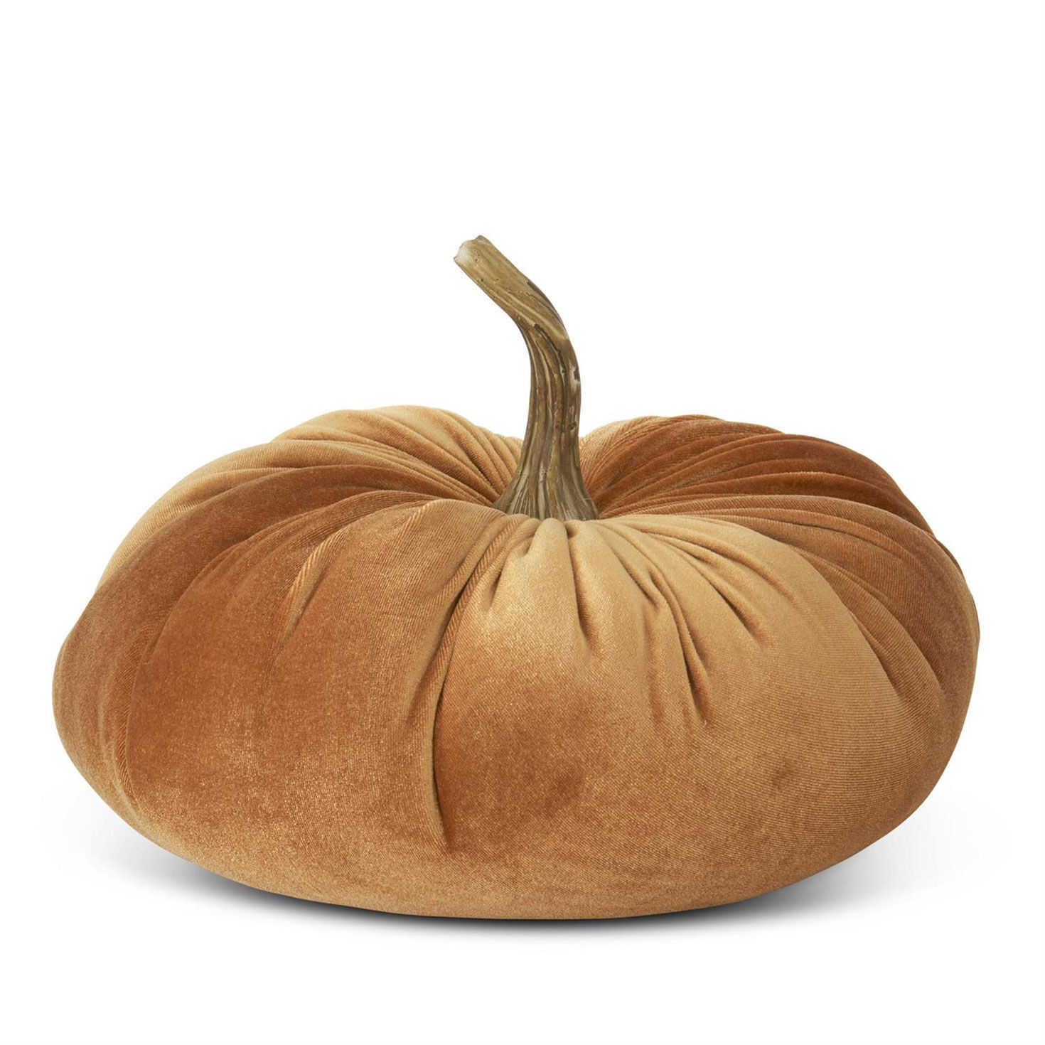 K&K Interiors Orange Velvet Stuffed Pumpkin Decoration, 6.25"