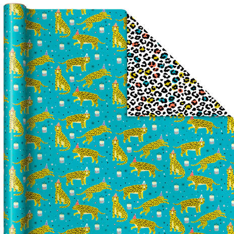 Party Tigers/Leopard Print Reversible Wrapping Paper, 20 sq. ft., , large