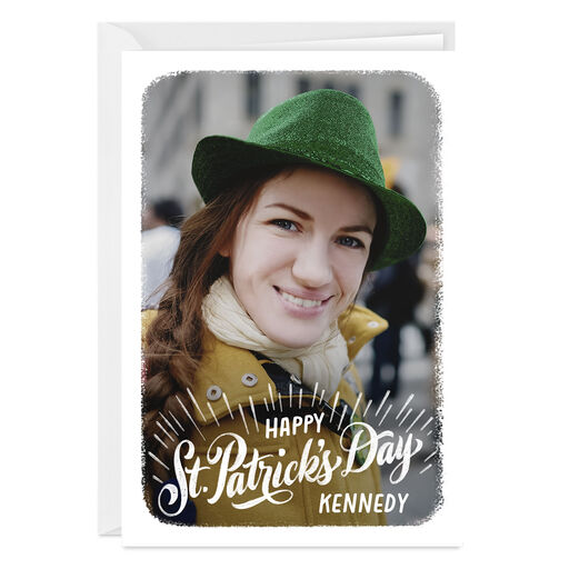 White Frame Vertical Folded St. Patrick's Day Photo Card, 