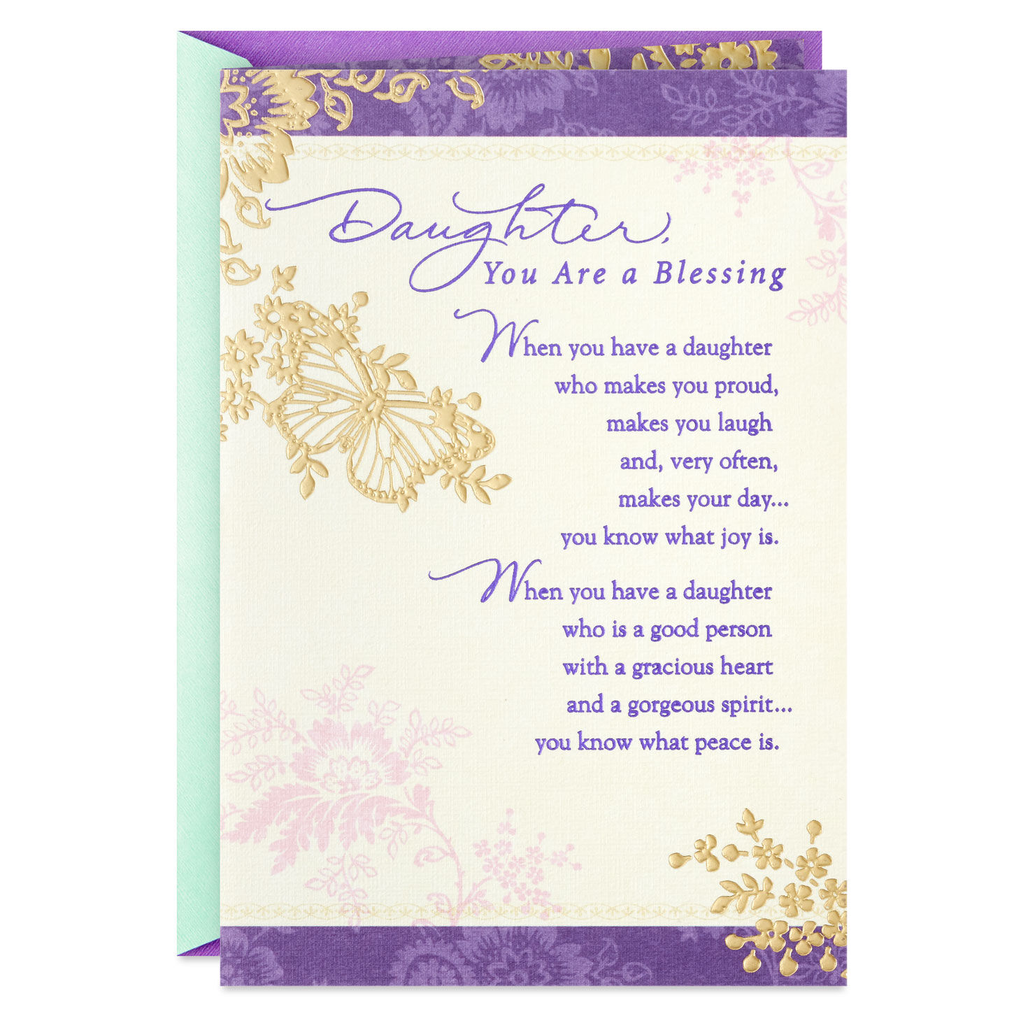 Godfather Blue Dots Birthday Card text foiled in shiny gold