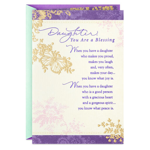 You Are a Blessing Gold Butterfly Birthday Card for Daughter, 