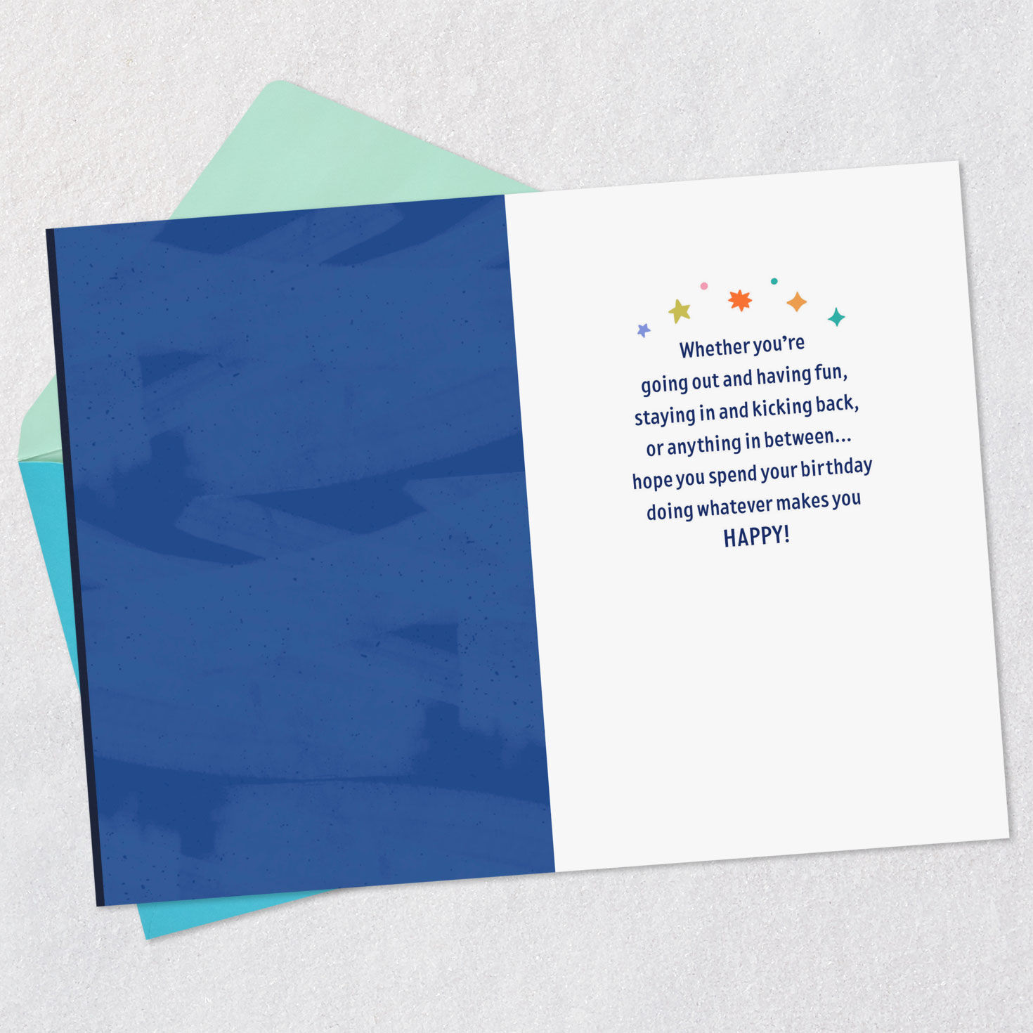 Navy Blue Sparkler 21st Birthday Card Open card with envelope image number 3