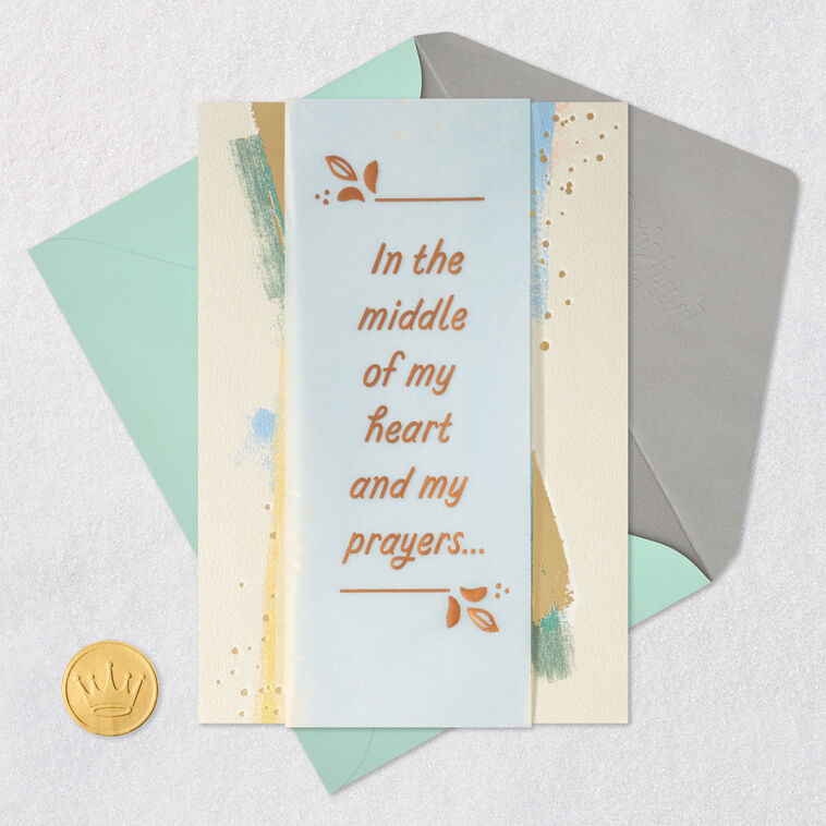 Brushstrokes and Leaves Religious Encouragement Card Card Front with Envelope and Gold Seal image number 8