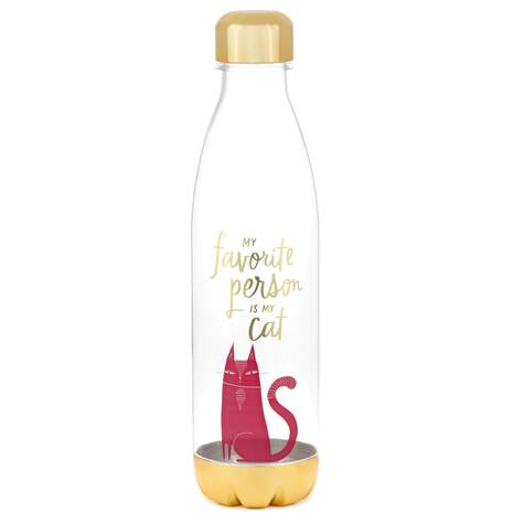 Favorite Person Is My Cat Plastic Water Bottle, , large