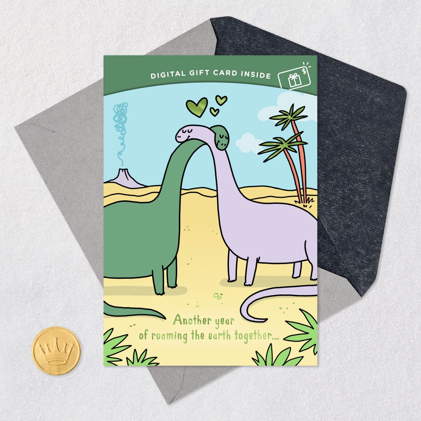 Hugging Dinosaurs Gift Card Greeting Funny Anniversary Card, , large image number 8
