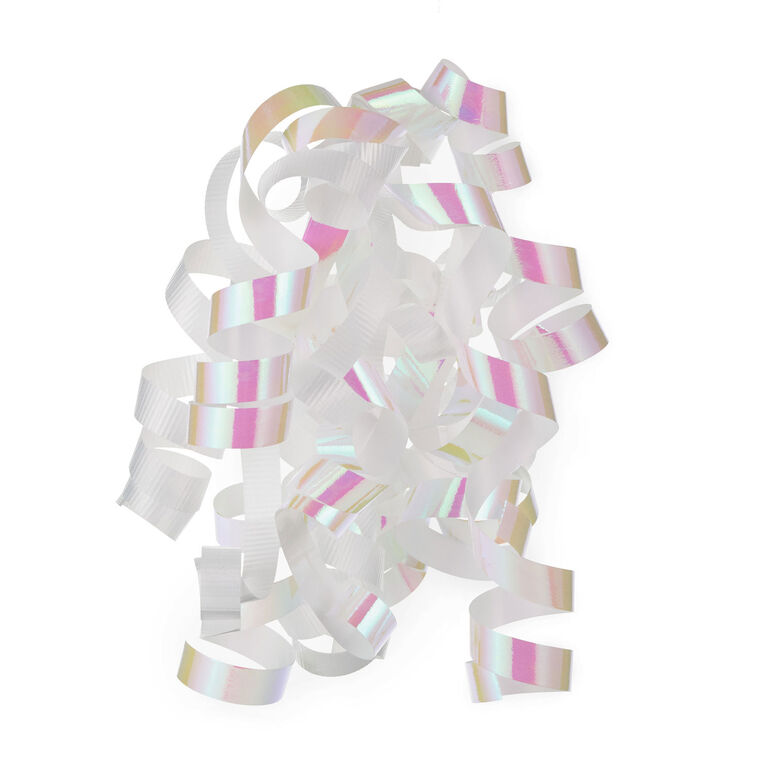White and Iridescent Curly Ribbon Gift Bow  image number 1