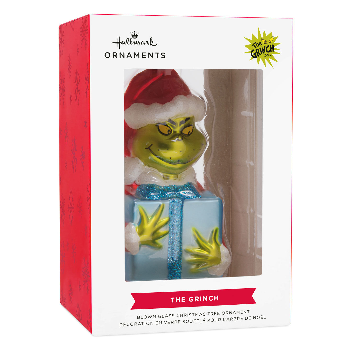 Dr. Seuss's How the Grinch Stole Christmas!™ Grinch With Present Blown Glass Hallmark Ornament for only USD 11.49 | Hallmark