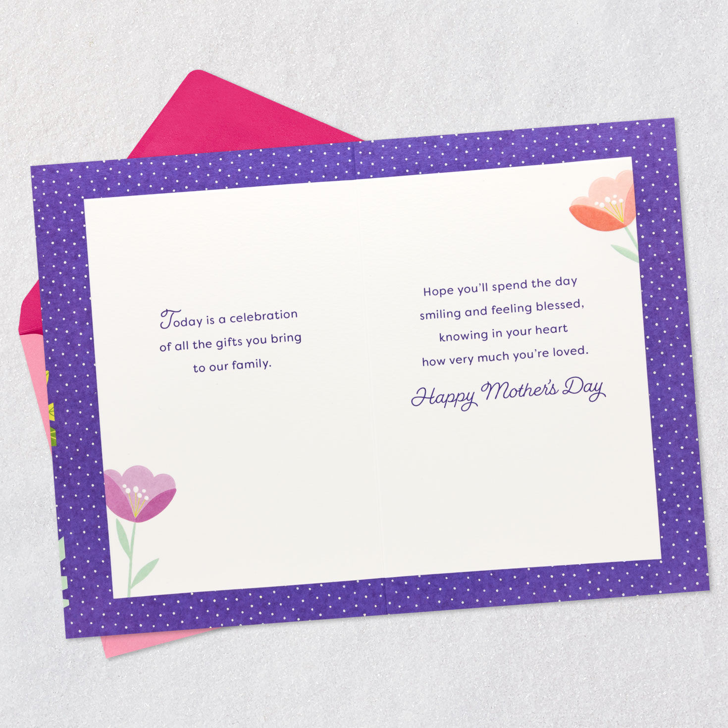 Flowers on Purple Grandma Mother's Day Card Open card with envelope image number 4
