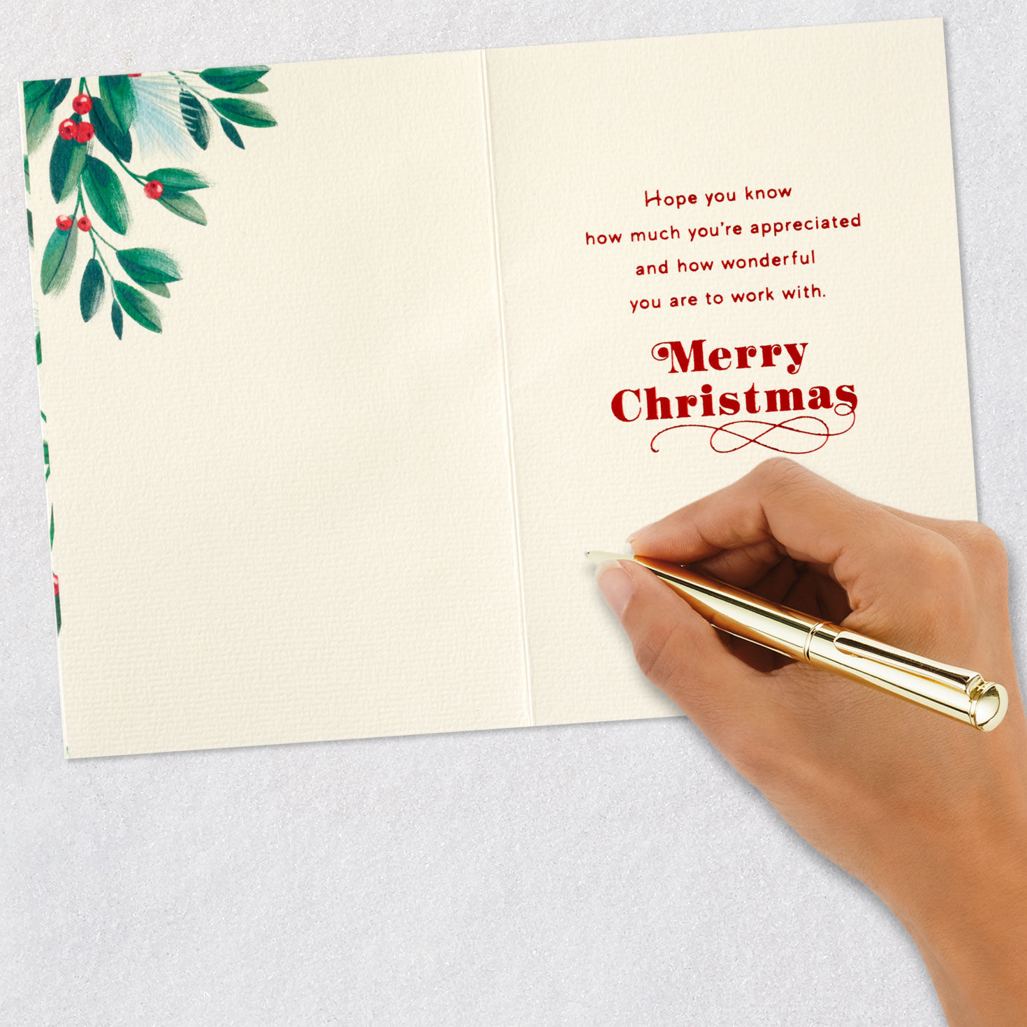 Greenery and Berries Christmas Card for Manager Signing card image number 6