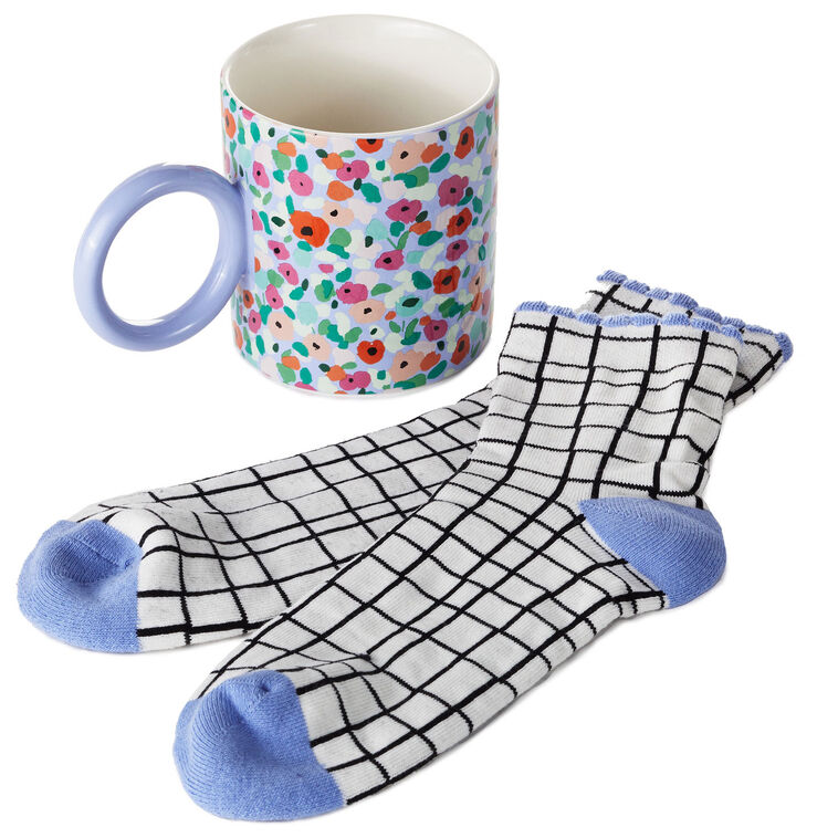 Abstract Floral Mug With Crew Socks, Set of 2, , large image number 3