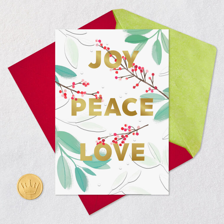 Leaves and Berries Christmas Card Card Front with Envelope and Gold Seal image number 5