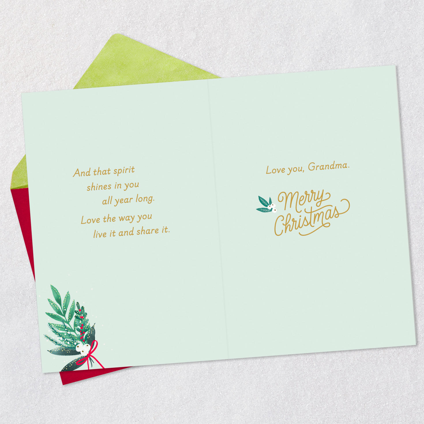 Holiday Hoop Wreath Grandma Christmas Card Open card with envelope image number 4