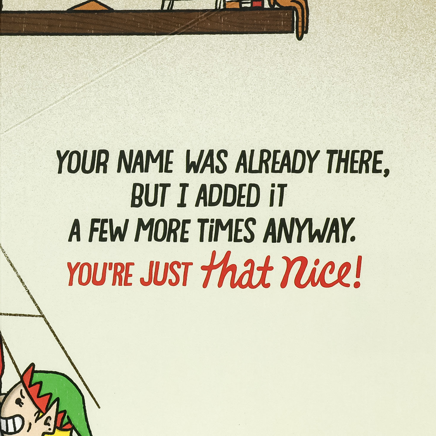 Funny Elf Nice List Pop Up Christmas Card Sentiment image number 3