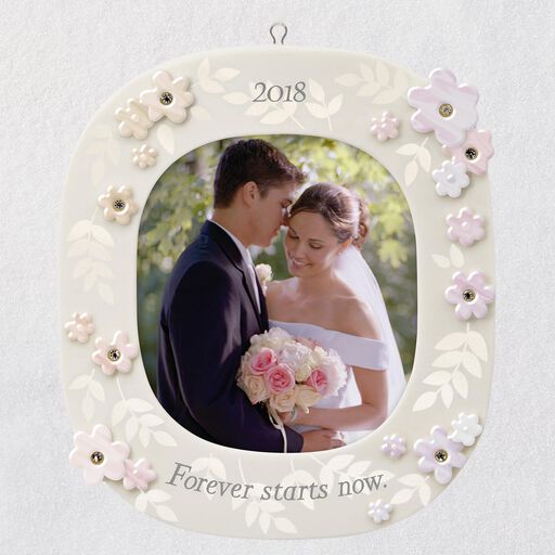 Wedding Keepsake Ornaments Hallmark Forever Starts Now Wedding 2018 Porcelain Photo Ornament