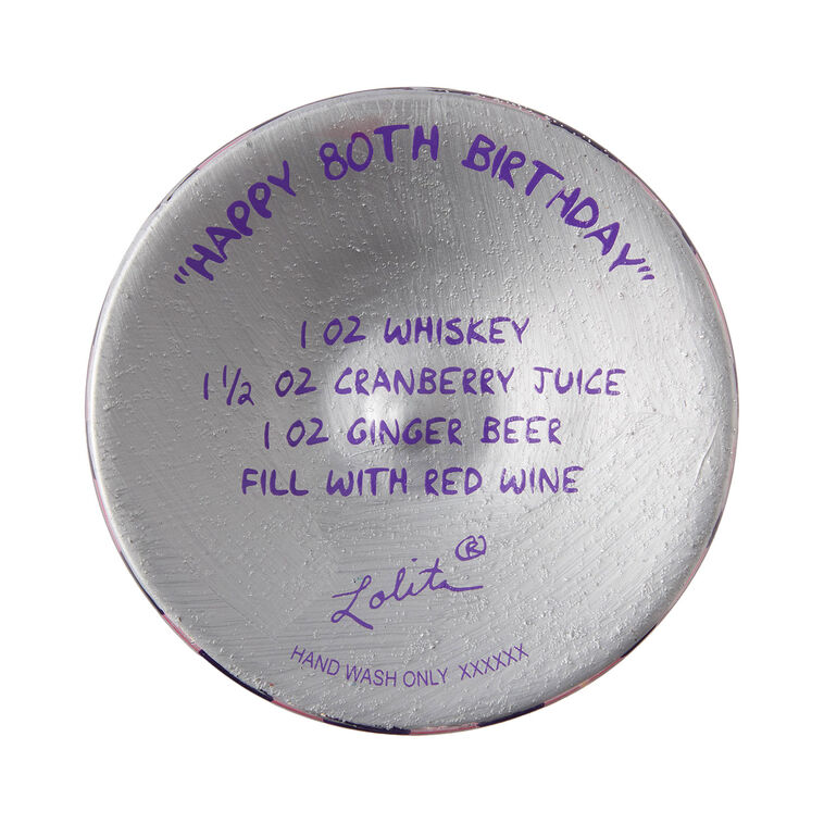 Lolita Happy 80th Birthday Handpainted Wine Glass, 15 oz., , large image number 4