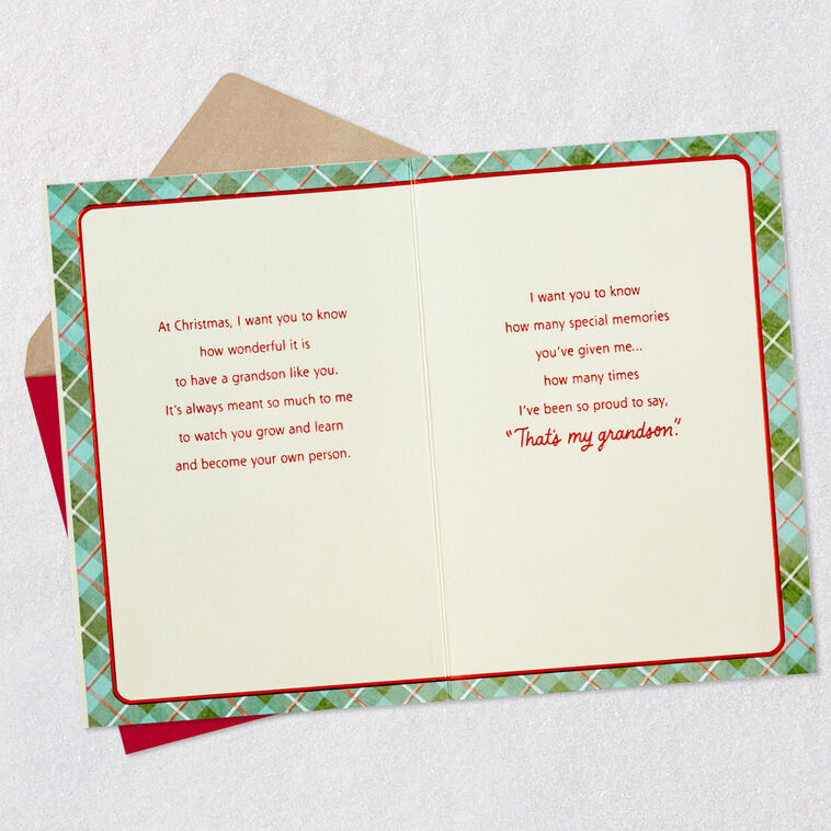 Vintage Car Christmas Card for Grandson Open card with envelope image number 4
