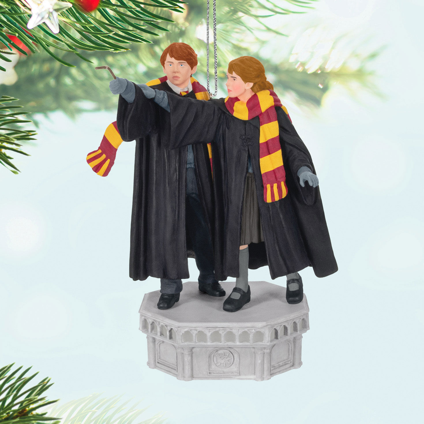 Harry Potter and the Chamber of Secrets&trade; Collection Ron Weasley&trade; and Hermione Granger&trade; Ornament With Light and Sound, , large image number 2