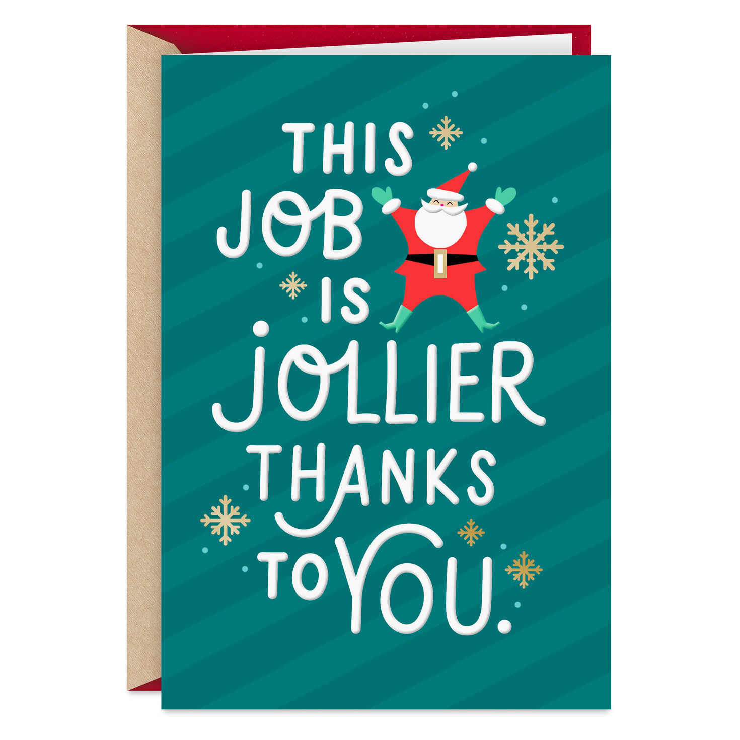 Jollier Because of You Christmas Card for Coworker