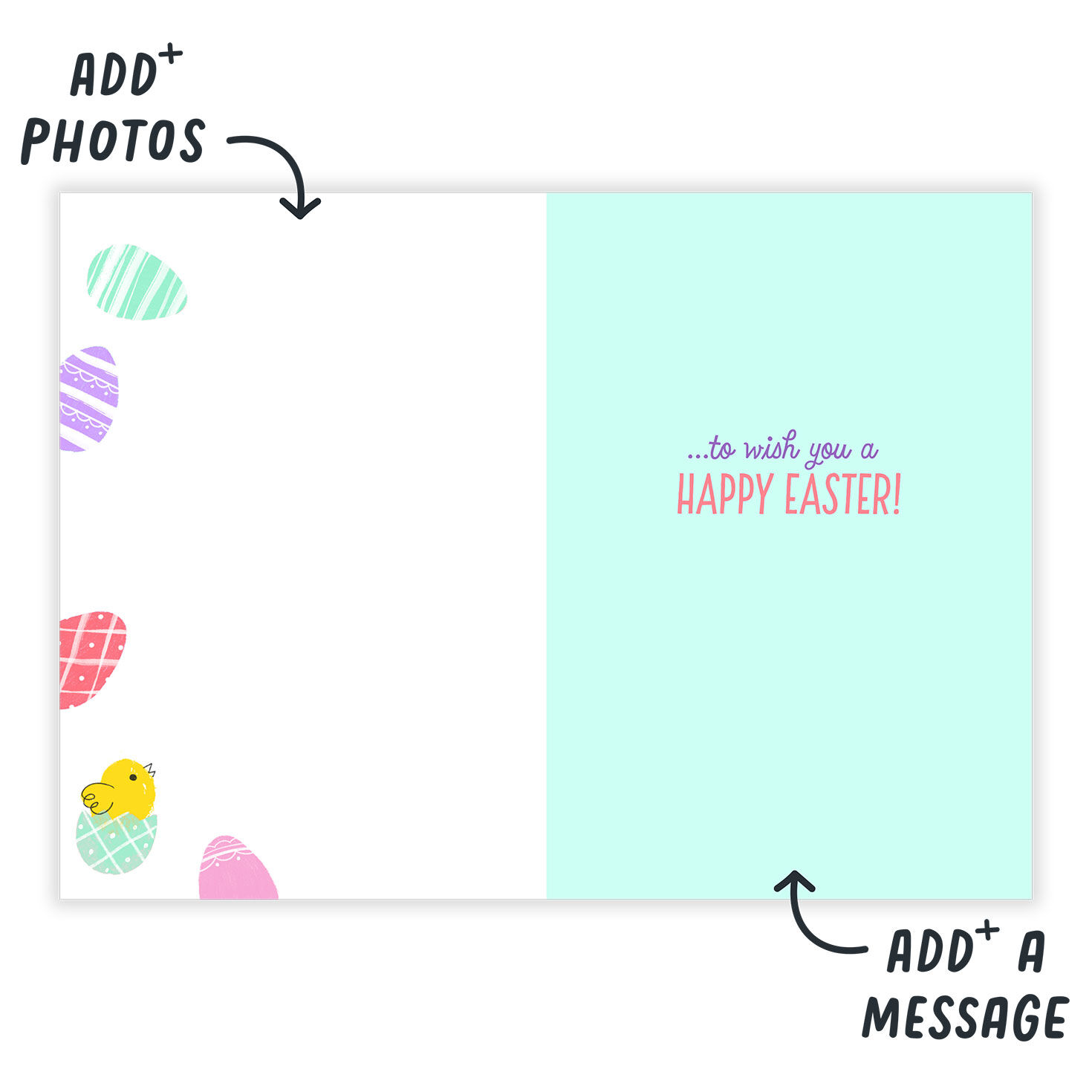 Chicks and Eggs Drawings Personalized Easter Card  image number 3