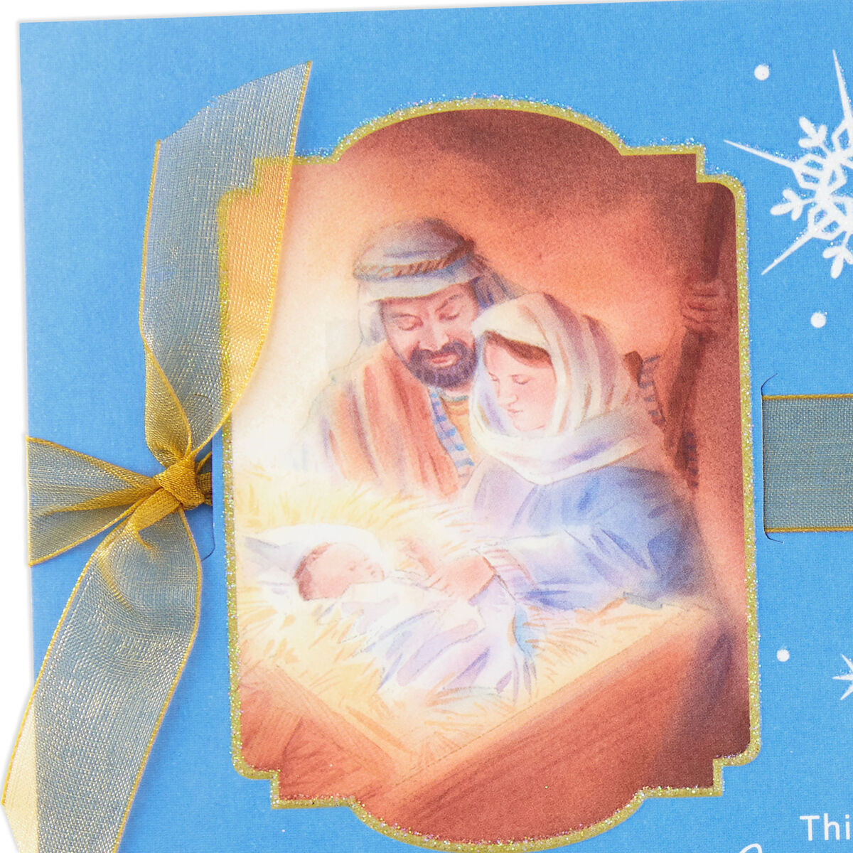 Nativity Scene and Snowflakes Religious Christmas Card - Greeting Cards ...