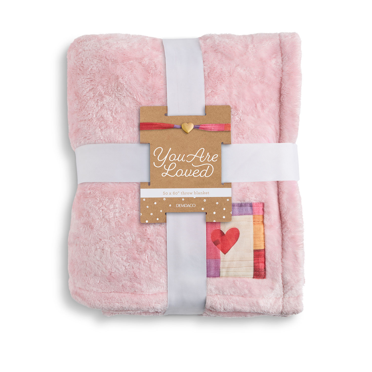 Pink Plush Blanket With Heart Patch and Bracelet Set  image number 4