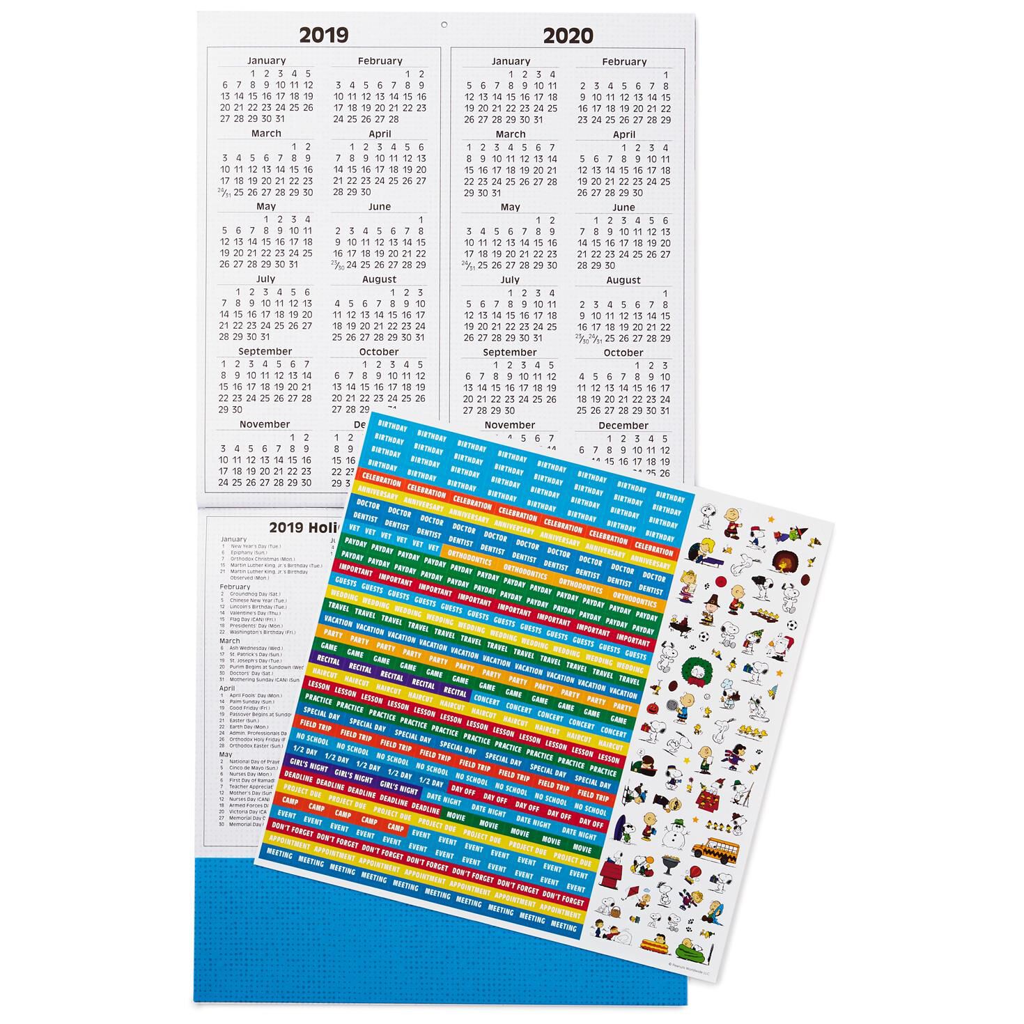 peanuts large grid 2019 wall calendar with stickers 12 month large 12 month wall calendar