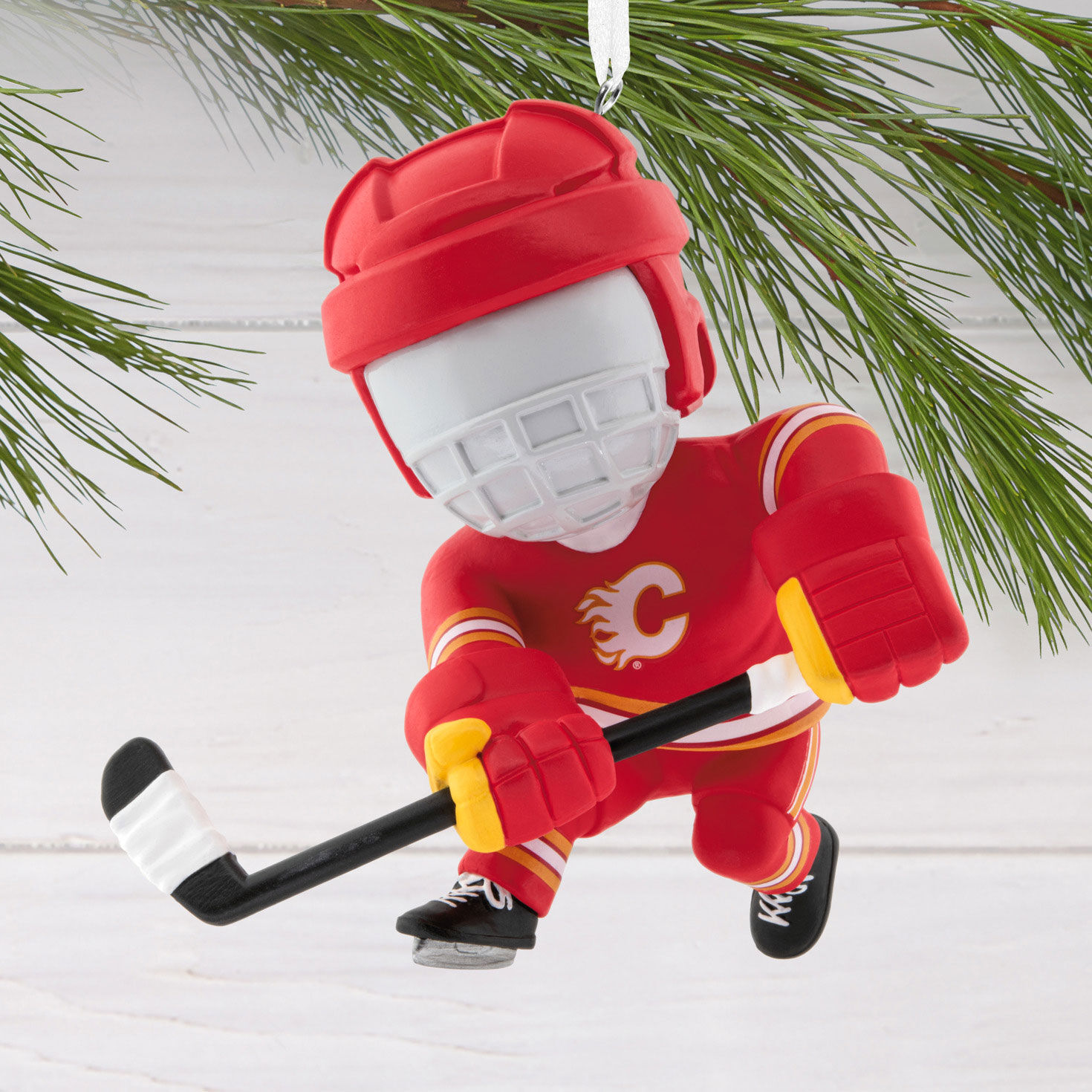 Calgary Flames Hockey Player Christmas Ornament hanging on tree image number 2