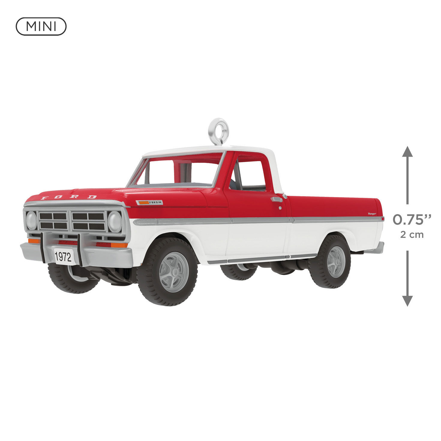 Red White Ford Truck Keepsake Ornament measurement image number 3