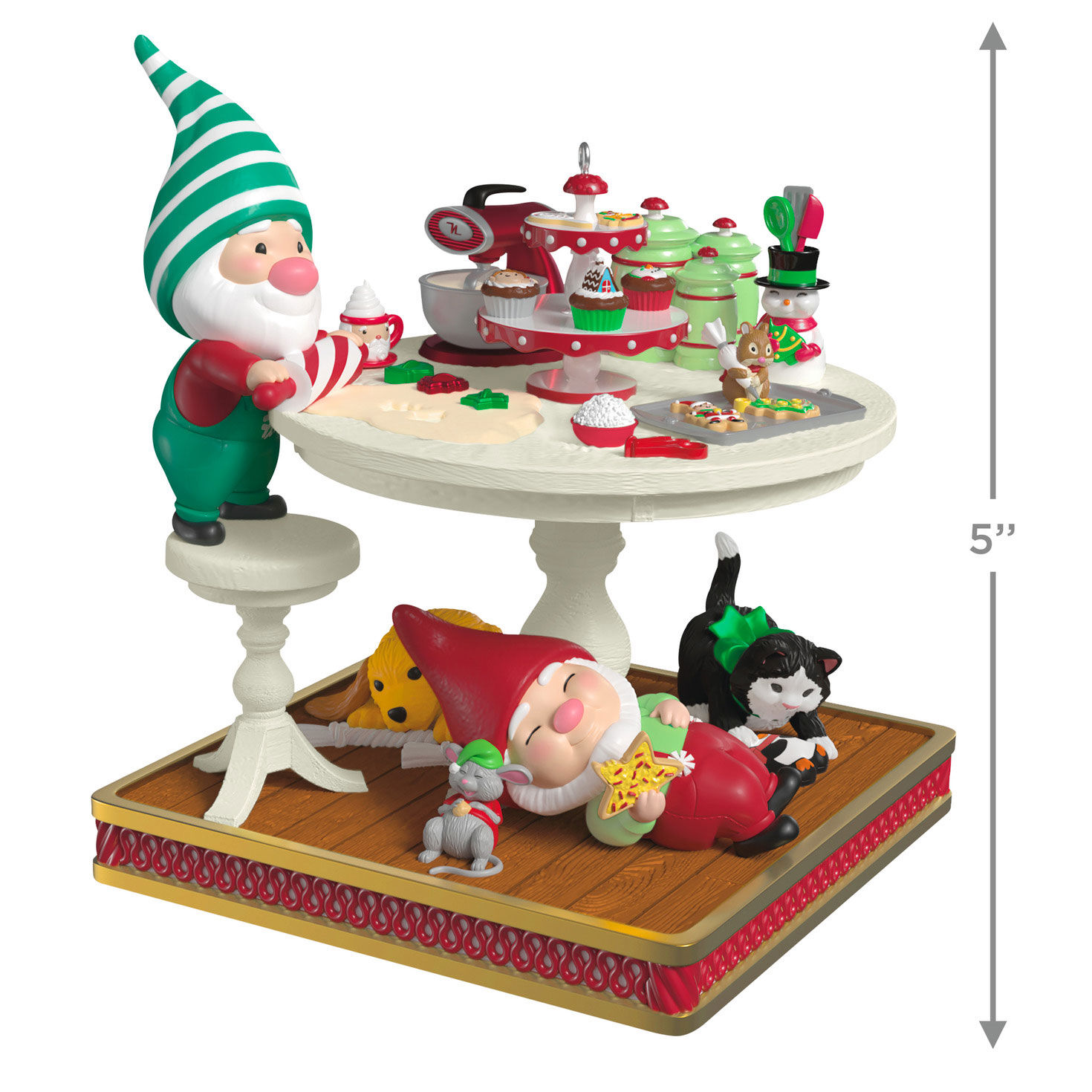 Gnomes Animals Baking at Table Keepsake Ornament measurement image number 3