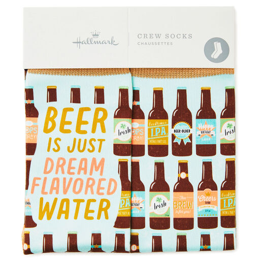 Beer Is Dream-Flavored Water Funny Crew Socks, 
