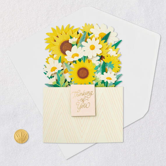 Daisy and Sunflower Bouquet Thinking of You 3D Pop-Up Card, , large image number 4