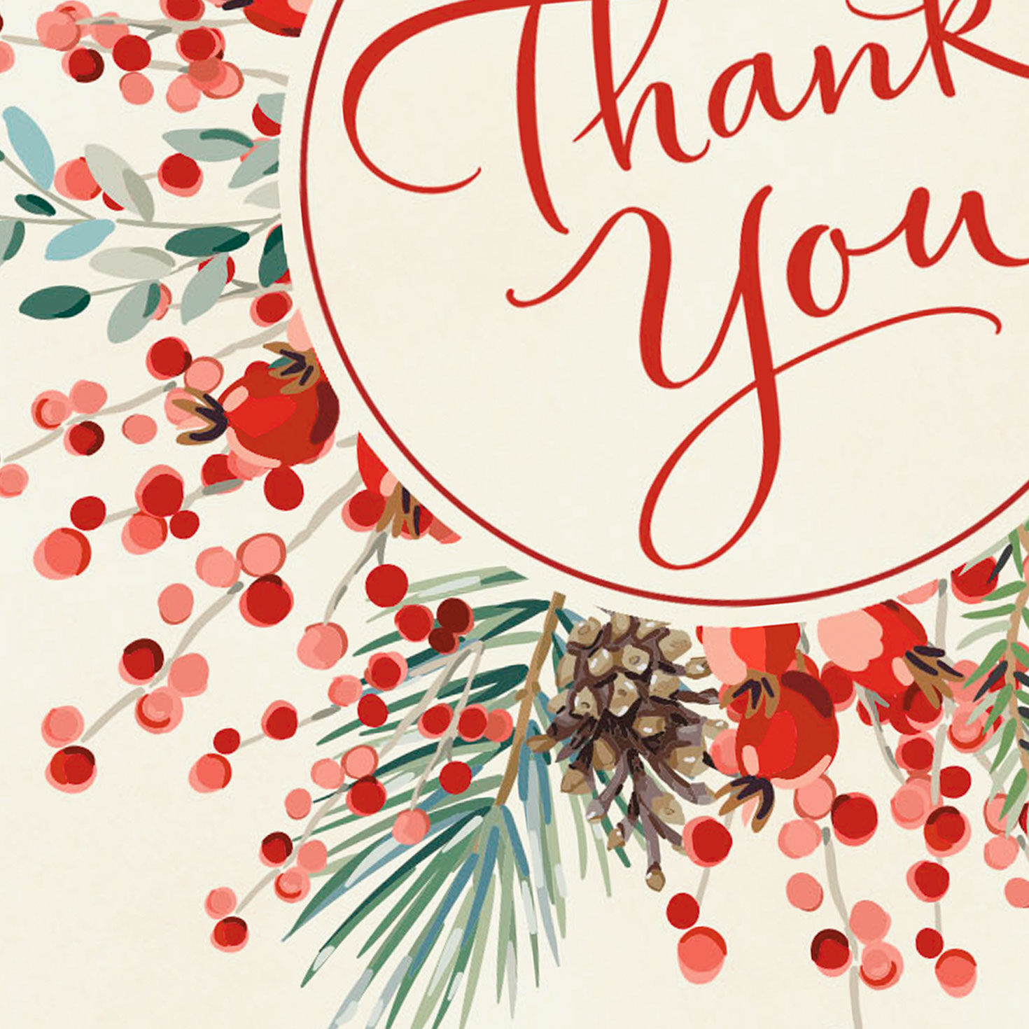 Berry Wreath Holiday Thank You Cards Card Front Detail image number 4