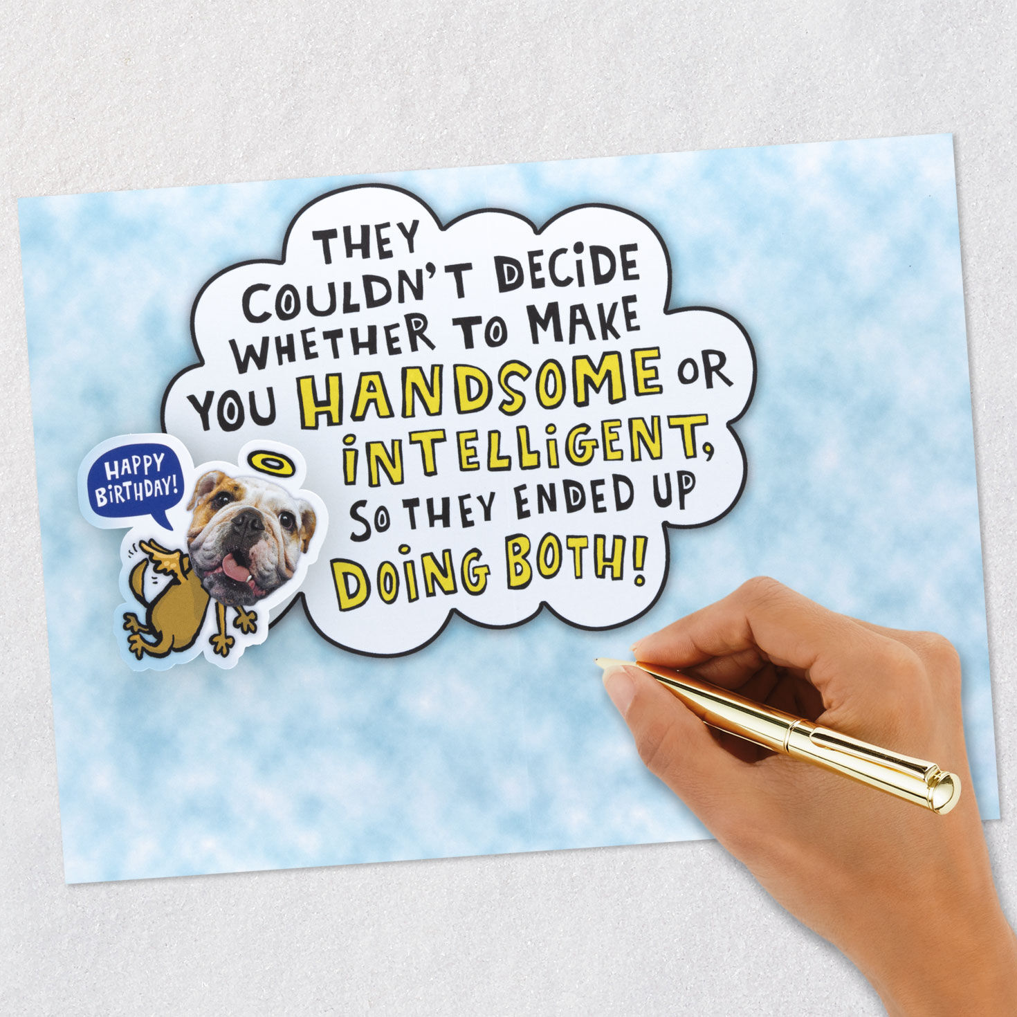 Dog Angels Birthday Card for Grandson Signing card image number 6