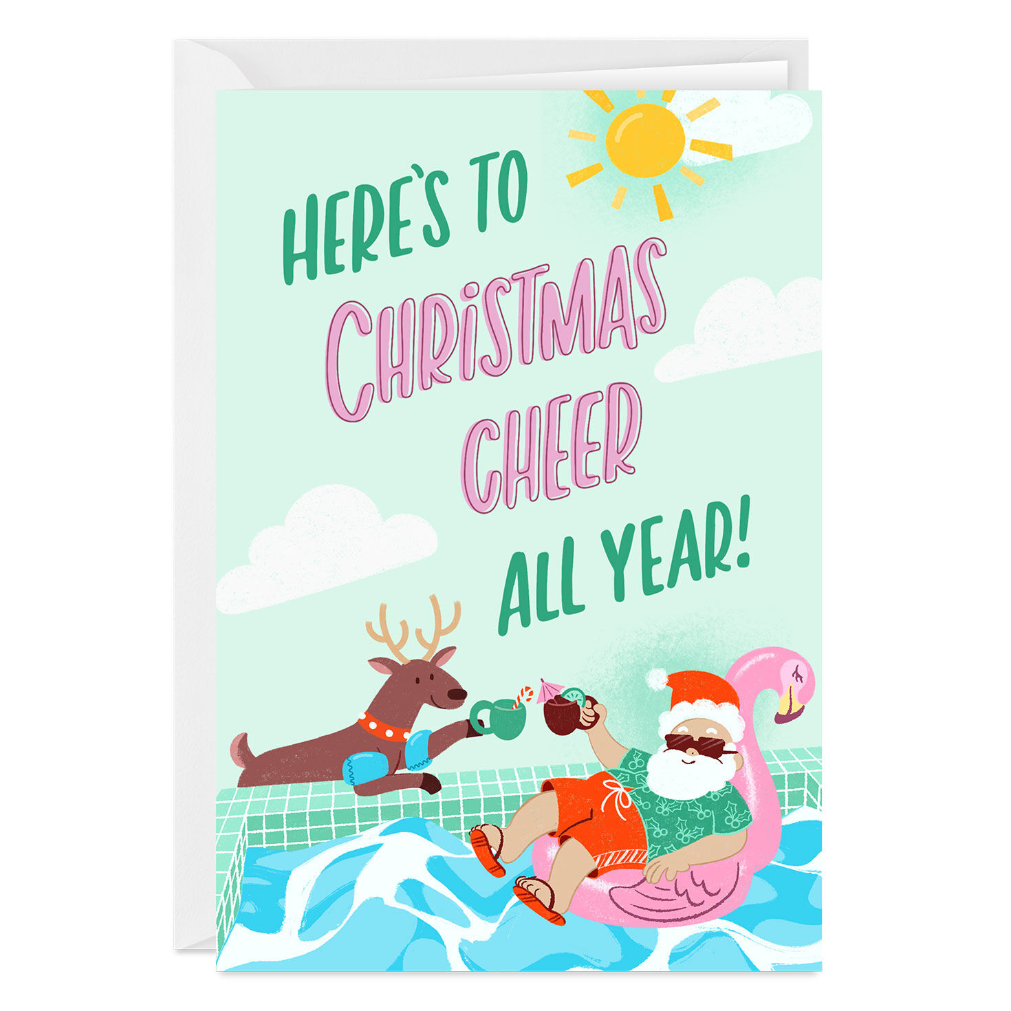 Poolside Holiday Custom Christmas in July Card