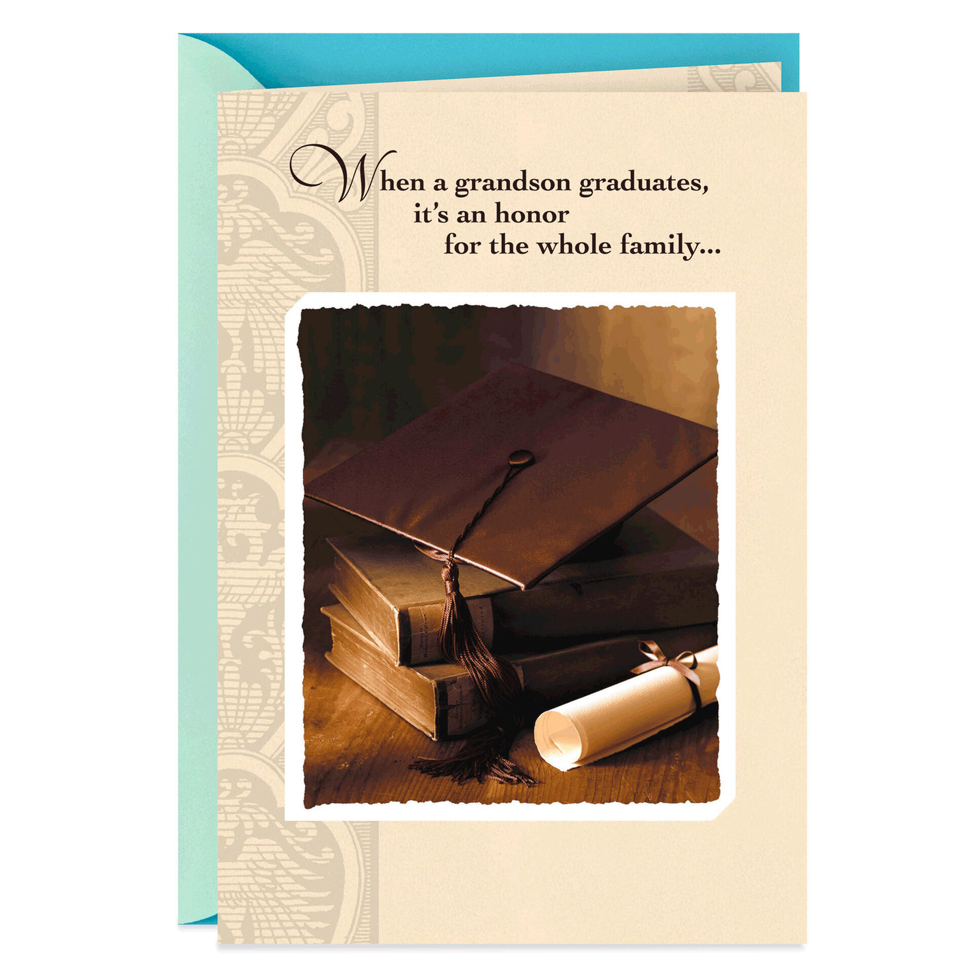 Mortarboard And Books Graduation Card For Grandson Greeting Cards Hallmark