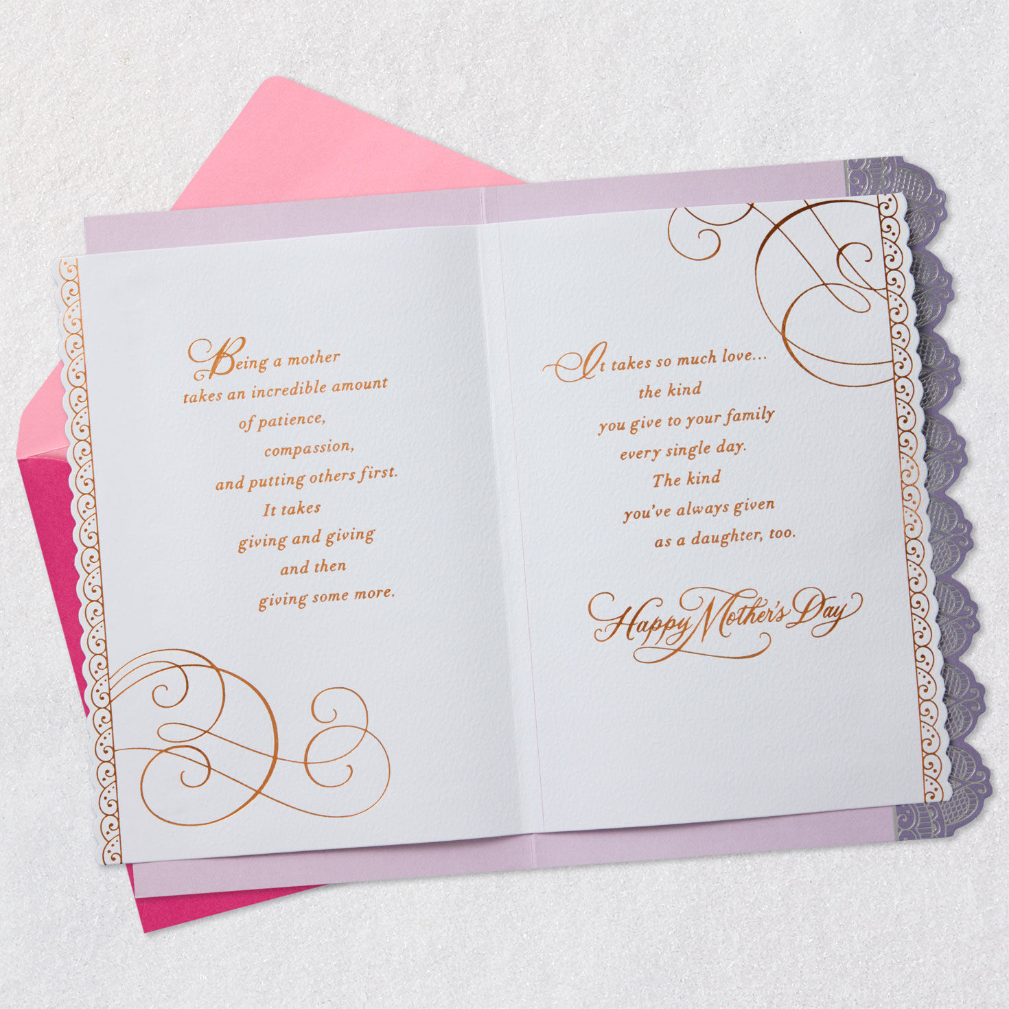 Lavender and Gold Mother's Day Card for Daughter Open card with envelope image number 4