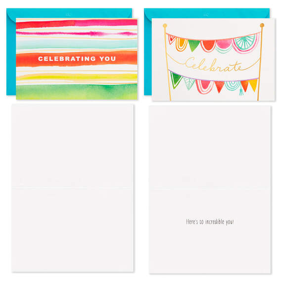 Assorted Bright Watercolor Boxed Birthday Note Cards, Pack of 36, , large image number 3
