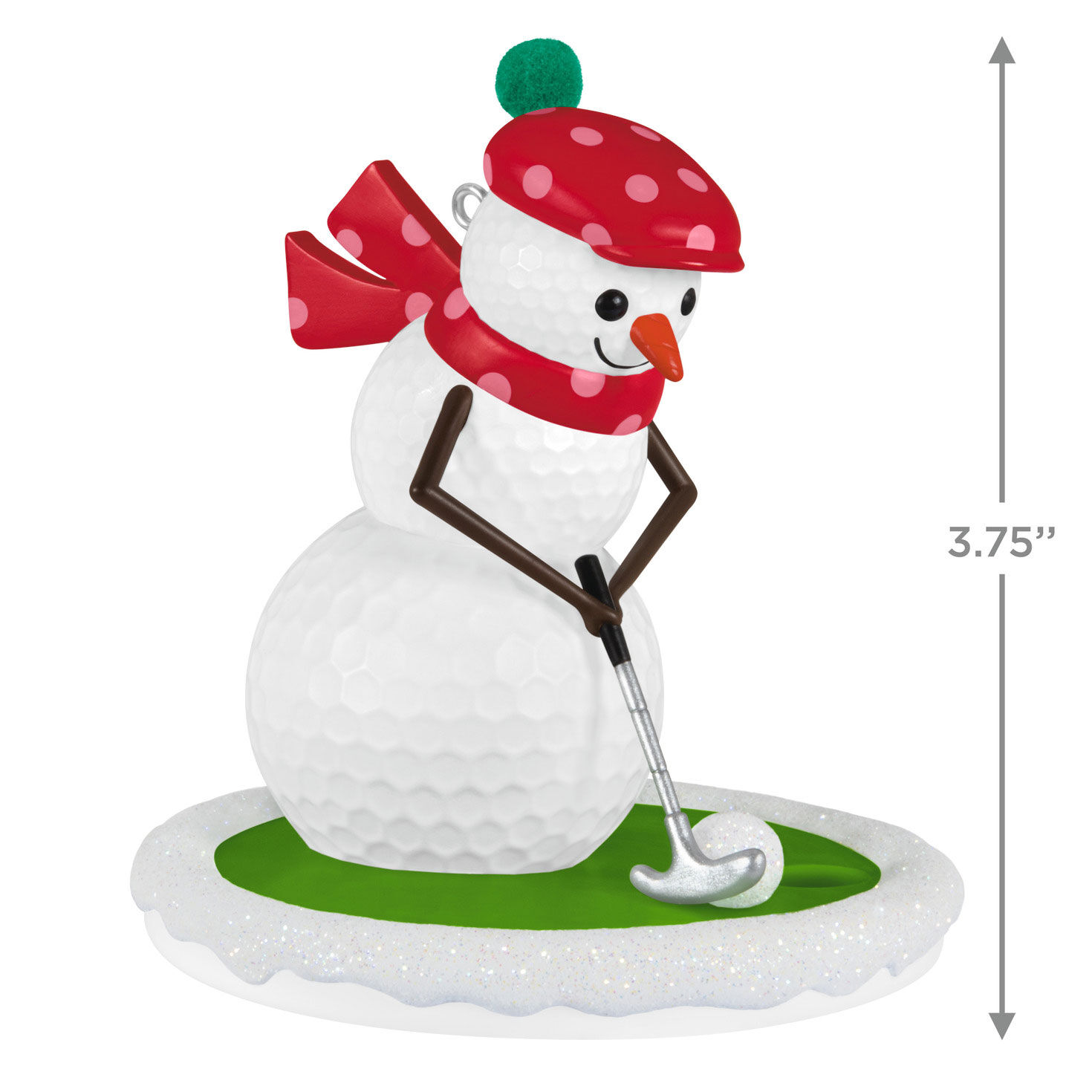 Golfing Snowman Keepsake Ornament measurement image number 3